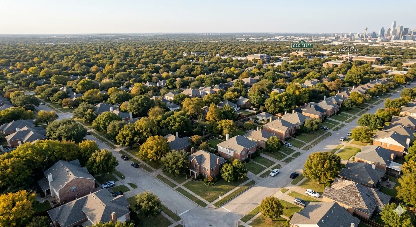 Aerial view of a Dallas County residential neighborhood showing the communities where Dallas Probate House Buyers purchases inherited properties